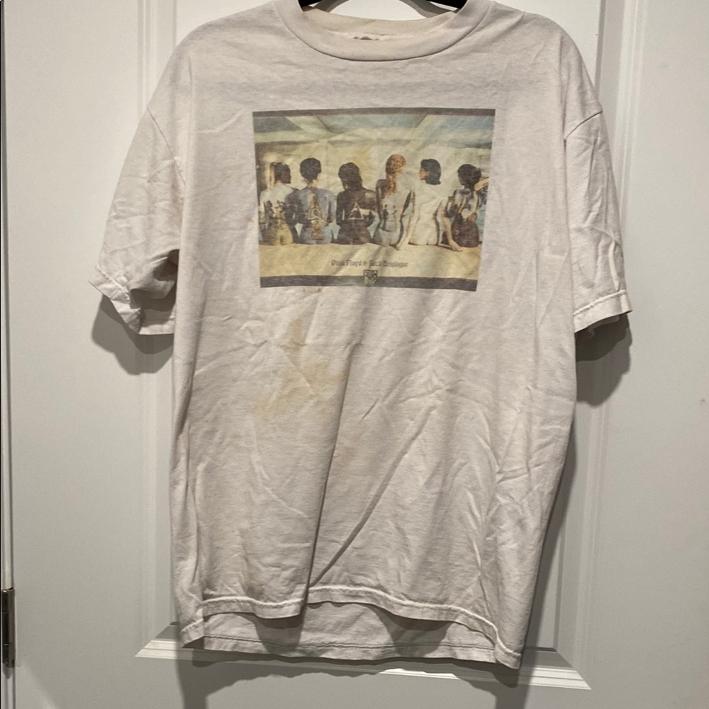 Pink Floyd naked women w/album covers paintedGraphic Print Men's T-Shirt - White